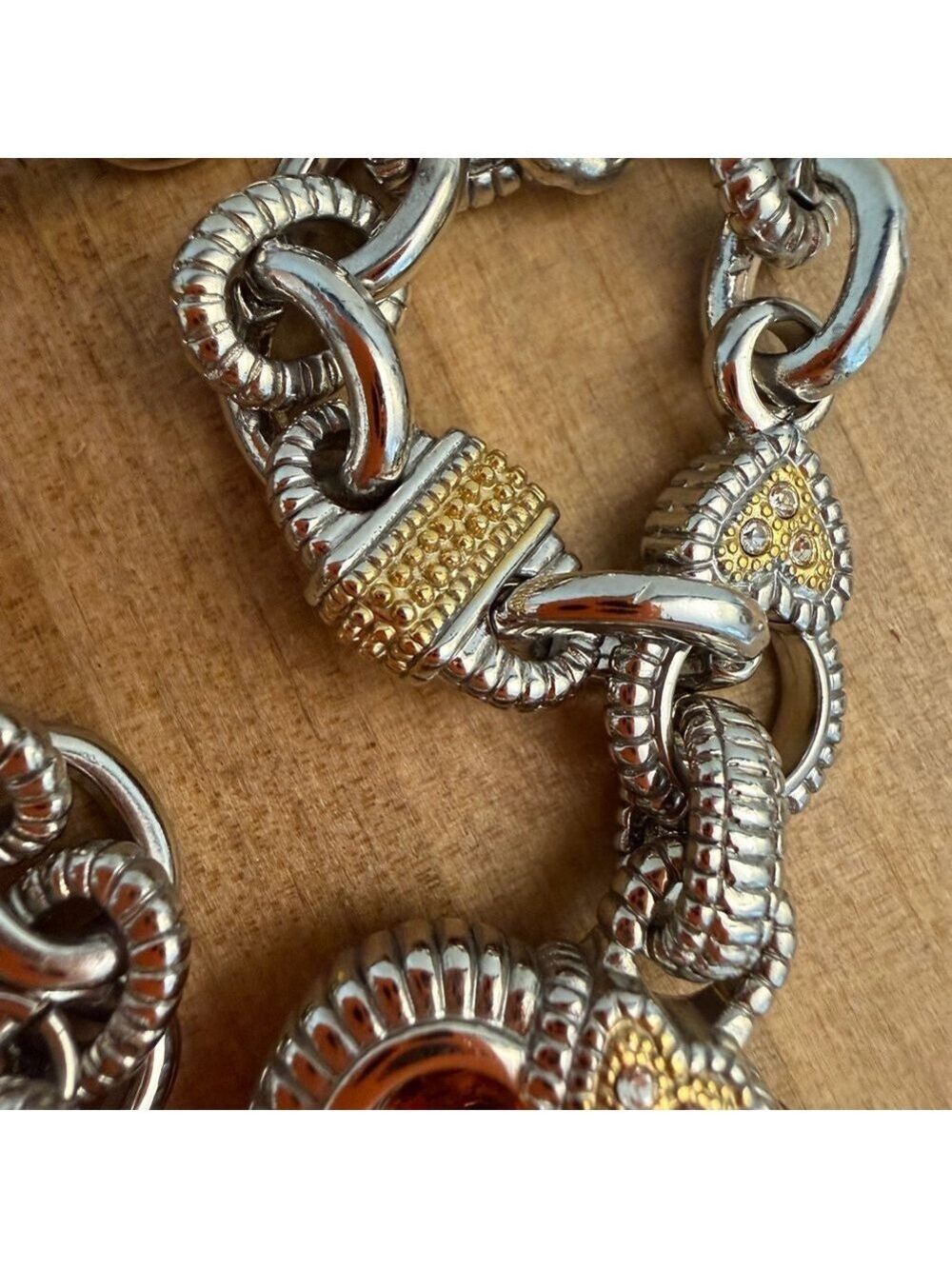 Citrine Heart Pendant Silver and Gold Necklace - Picture 6 of 13